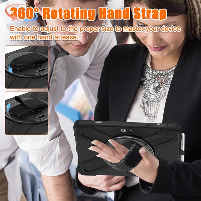 ZenRich Rugged Case for Surface Go 4 (2023)/Surface Go 3 (2021)/ Surface Go 2 (2020), Surface Go (2018) with Pen Holder Heavy Duty Shockproof Case with 360° Rotating Kickstand, Hand & Shoulder Strap