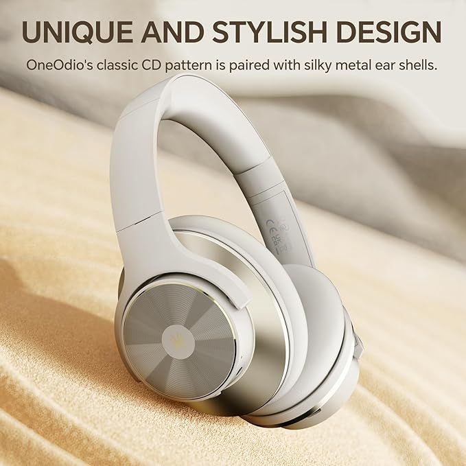 OneOdio Focus A10 Wireless Bluetooth Noise Cancelling Headphones - Hi-Res Audio, 50H Playtime, Built-in Mic, Compatibility with Apple & Android, Comfortable Over Ear Ideal for Travel Work
