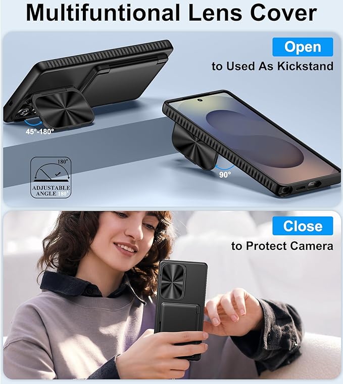 for Samsung Galaxy S25 Ultra Wallet Case with Credit Card Holder (4-5 Cards), Camera Cover Stand & Military Grade Protection, Heavy Duty Men Women Phone Case for Samsung S25 Ultra 6.9", Black