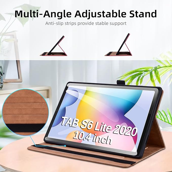 Case for Samsung Galaxy Tab S6 Lite 2024/2022/ 2020 10.4 inch Case PU Leather Card Holder (SM-P620/P625/P613/P619/P615/P610) Multi-Angle Galaxy Tab S6 Lite, Retro Green