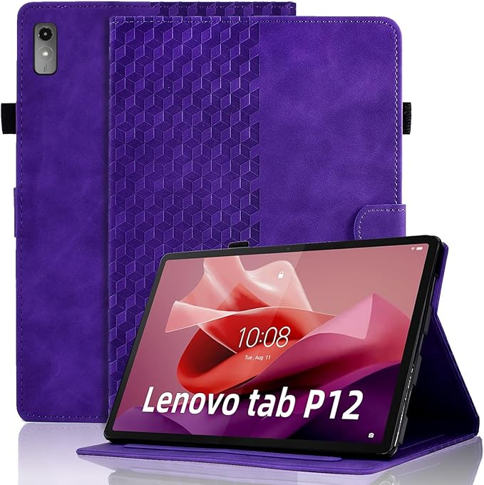 Case for Lenovo Tab P12 12.7 inch Cover (Model:TB370FU) Magnetic PU Leather Folio Adjustable Stand Shell Foldable Card Holder Multi-Angle Tab P12,