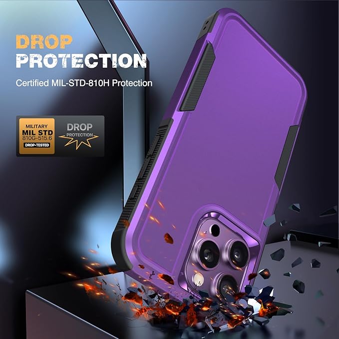 Diaclara Designed for iPhone 14 Pro Max Case, [with Privacy Screen Protector] [Anti Spy] [Military Grade Drop Protection] Heavy Duty Full-Body Shockproof Phone Case, Purple