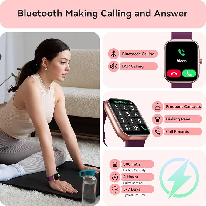 Smart Watch for Women Men, Smartwatch for iPhone & Android Bluetooth (Answer/Call) Built-in Alexa, 1.91" HD Fitness Tracker with 105+ Sport Modes, IP68 Waterproof, Sleep/Heart Rate/SpO2/Stress Monitor