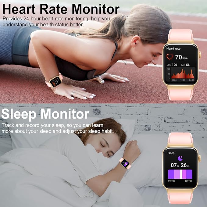 Smart Watch for Men Women, 1.85" Smartwatch (Answer/Make Call), IP68 Waterproof Fitness Tracker, 100+ Sport Modes, Heart Rate Monitor, Sleep Monitor, Pedometer