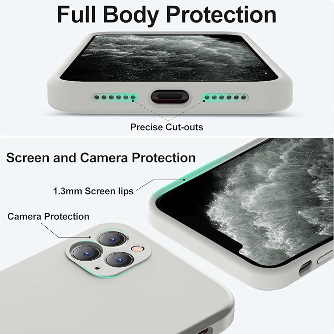 Vooii Compatible with iPhone 11 Pro Max Case with [Soft Anti-Scratch Microfiber Lining] [Camera Protection] [Flat Edges] Upgraded Liquid Silicone Phone Case for iPhone 11 Pro Max - Stone