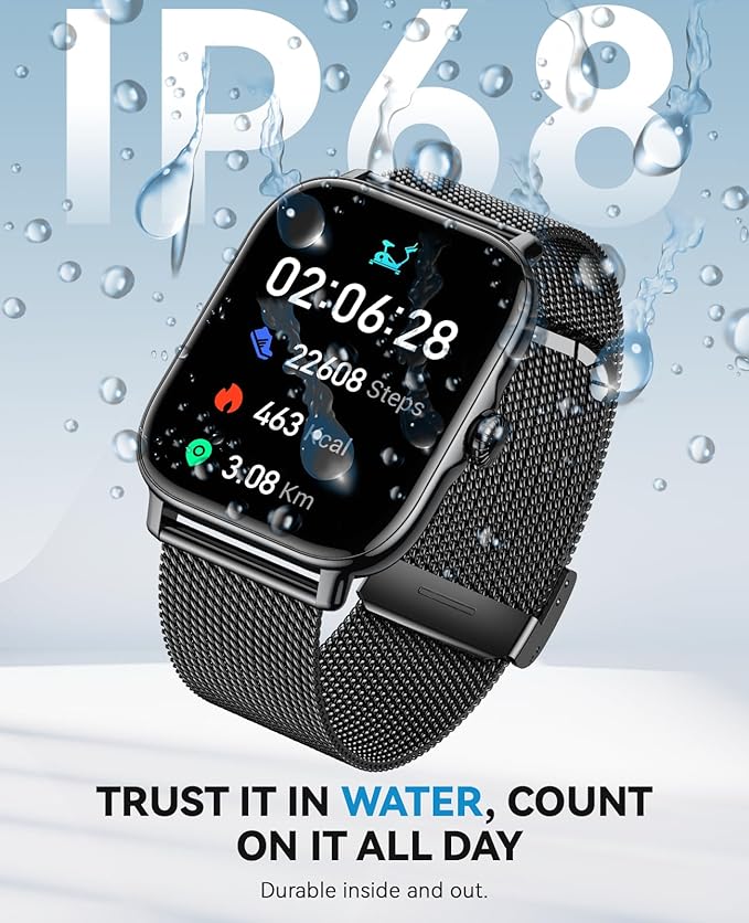 Smart Watches for Women Men,Fitness Watch Full Touchscreen (Answer/Make Calls),Fitness Tracker With 120+ Sport Modes/Step Counter/Sleep Monitor/Pedometer,IP68 Waterproof, Smartwatch for Android/iPhone