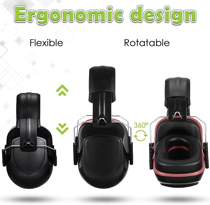 4 Pack NRR 28dB Safety Ear Muffs, Foldable Noise Reduction Safety Ear Protection Adult Noise Cancelling Earmuffs for Shooting