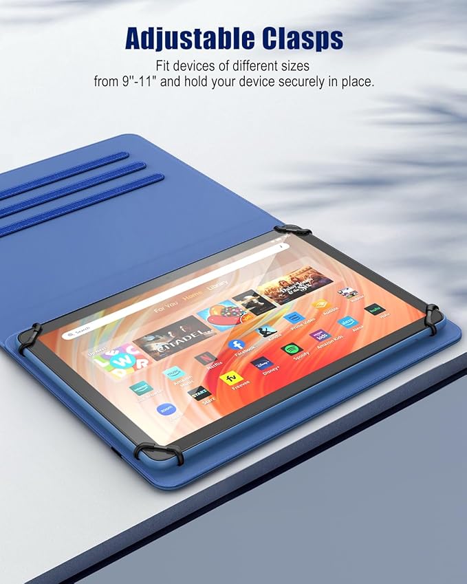 TiMOVO Universal Case for 9-11 Inch Tablet, 360 Degree Rotating Stand Protective Cover with Pen Pocket for 9 10 10.1 Inch Android Touchscreen Tablet, Bright Blue