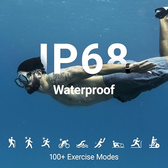 Fitpolo Smart Watch for Men Women, Stainless Steel Bezel Fitness Tracker (Make/Answer Calls), IP68 Waterproof, Heart Rate SpO2 Monitor, Sleep & Activity Tracking Smartwatch for Android Phones iPhone