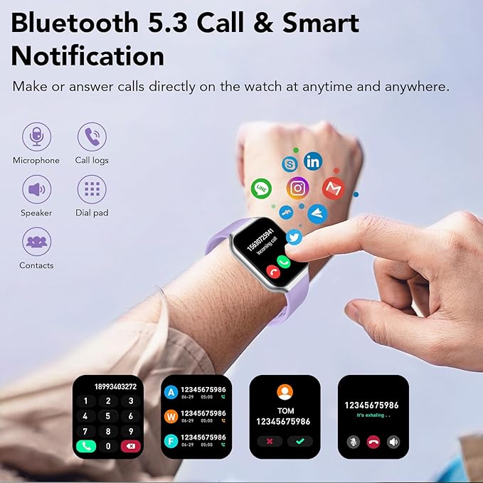 Smart Watch for Men Women (Answer/Make Call), 1.96" HD Smartwatch Fitness Activity Tracker, 110+ Sports IP68 Waterproof, Heart Rate/Sleep Monitor/Pedometer/Calories, Fitness Watch for Android iOS