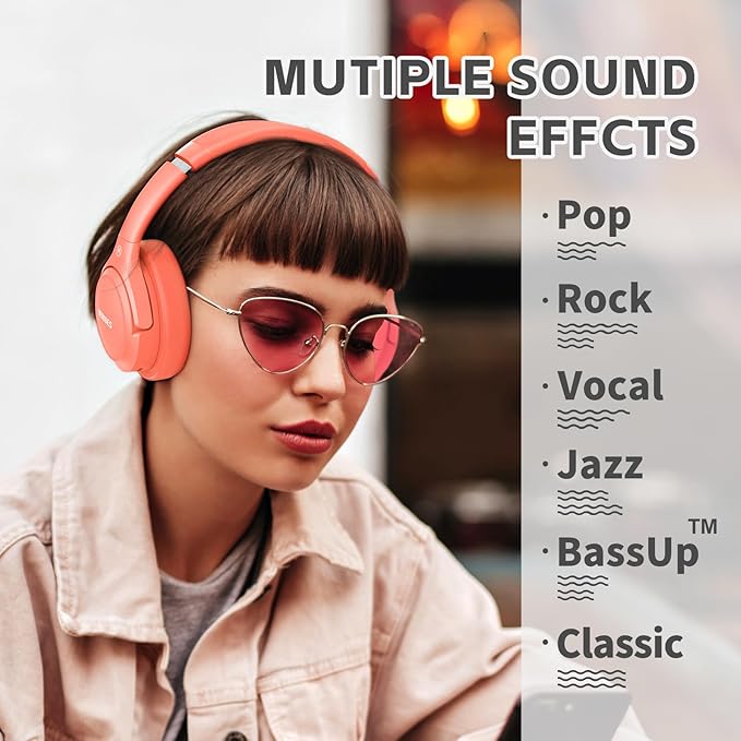BERIBES Bluetooth Headphones Over Ear, 65H Playtime and 6 EQ Music Modes Wireless Headphones with Microphone, HiFi Stereo Foldable Lightweight Headsets, Deep Bass for Home Office Cellphone PC Ect.