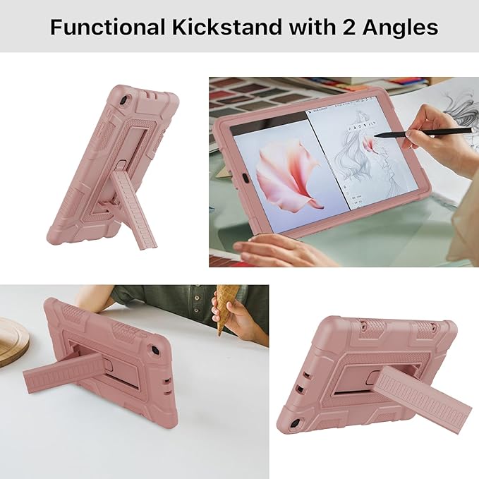 Case for Samsung Galaxy Tab A 10.1 2019, Hybrid Shockproof Rugged Drop Protection Cover with Kickstand for Samsung Galaxy Tab A 10.1 Inch SM-T510 / T515(Rose Gold)
