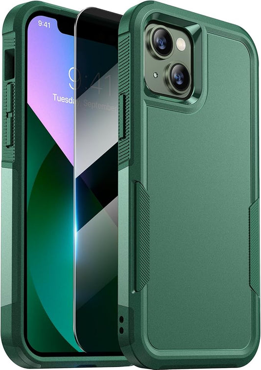 Diaclara Designed for iPhone 13 Case, [with Privacy Screen Protector] [Anti Spy] [Military Grade Drop Protection] Heavy Duty Full-Body Shockproof Phone Case, Green