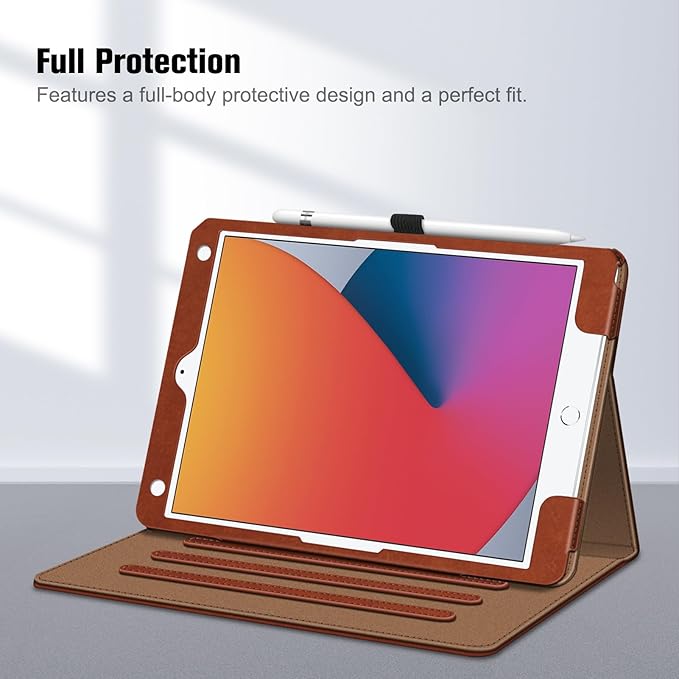 Fintie Case for iPad 9th / 8th / 7th Generation (2021/2020/2019) 10.2 Inch - [Corner Protection] Multi-Angle Viewing Stand Cover with Pocket & Pencil Holder, Auto Sleep Wake, Vintage Brown