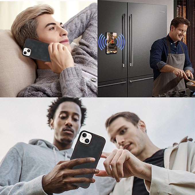 TwoHead Wallet Case Compatible with iPhone 15 Plus,Detachable Magnetic Phone Case,All-Round Shockproof Protective Leather Phone Case with Card Holder,6.7 in