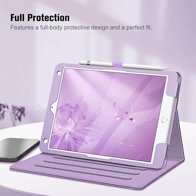 Fintie Case for iPad 9th / 8th / 7th Generation (2021/2020/2019) 10.2 Inch - [Corner Protection] Multi-Angle Viewing Stand Cover with Pocket & Pencil Holder, Auto Sleep Wake, Glittering Purple