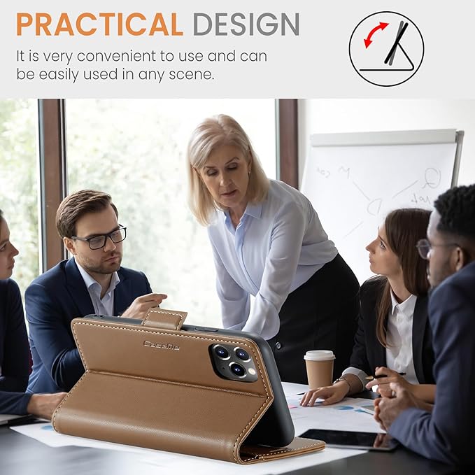 for iPhone 11 Pro Case, Premium PU Leather Wallet Case Flip Cover with [RFID Blocking][Card Holder][Stand Function] Shockproof Protective for iPhone 11 Pro 5.8", Brown