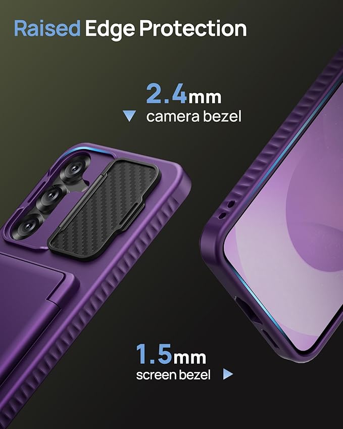 for Samsung Galaxy S25+ Plus Case, Built-in Card Holder & Stand & Lens Cover, Military Grade Drop Tested Soft Silicone Edge Rugged Protective Wallet Phone Case for S25+ Plus 6.7" 2025, Purple