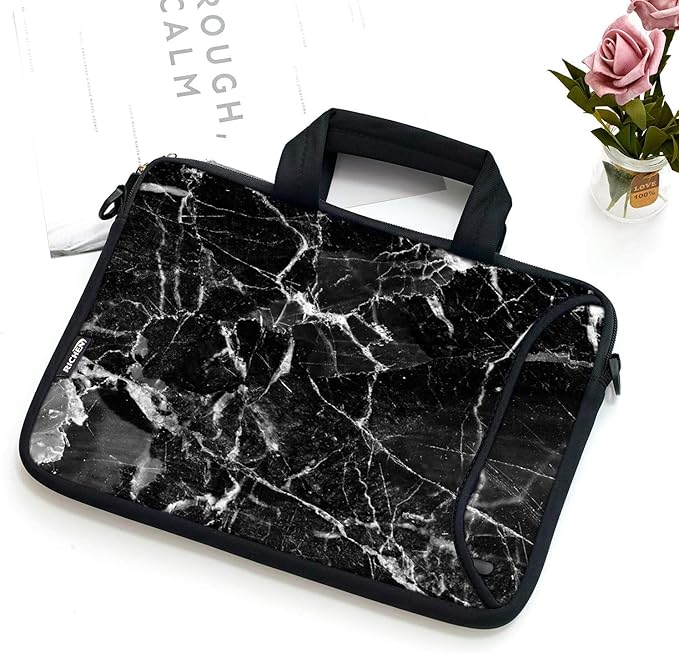 RICHEN 10 inches Messenger Bag Carrying Sleeve with Handle Accessory Pocket Fits 7 to 10-Inch Laptop/Notebook/ebooks/Kids Pad (7-10.2 inch, Black Marble)