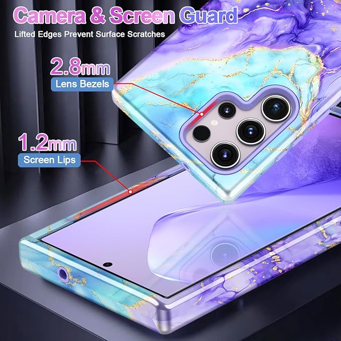Casetego for Galaxy S23 Ultra Case,Compatible with MagSafe,[Military Grade Drop Test] Full Body Protection Slim Shockproof Rugged Marble Women Case for Samsung Galaxy S23 Ultra 6.8 inch,Cobalt Violet