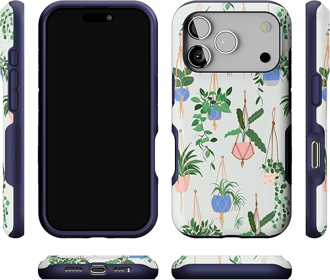 Casely iPhone 17 Pro Case | Hanging Around | Potted Plants Floral | Bold Protective Design | Compatible with MagSafe