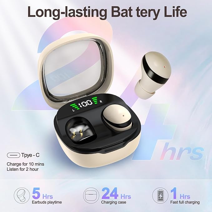 Sleep Earbuds, Invisible Mini Headphones Wireless Bluetooth, Sleep Headphones for Side Sleepers, Small Ear Buds, Hidden Earbuds for Work, Suitable for Sleep, Work, Exercise (Nude)