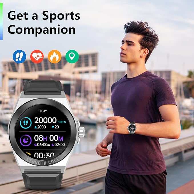 Bebinca Smart Watch for Men Compatible with iPhone Samsung Android Phone, 1.32'' HD Screen IP68 Waterproof Bluetooh Fitness Tracker Heart Rate/Sleep Monitor(Black-Silver)