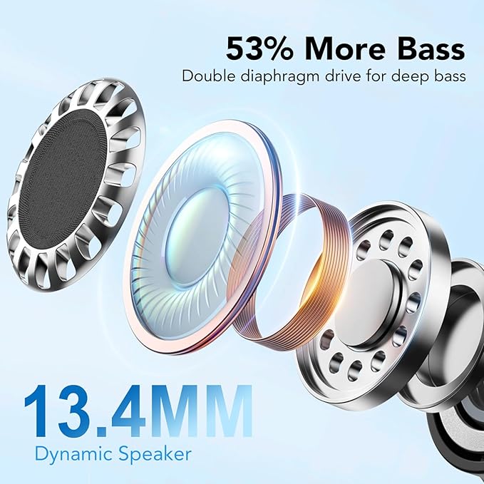 Wireless Earbuds, 2025 New Bluetooth 5.4 Headphones HiFi Stereo with 4 ENC Mic, 40H Mini Ear Buds In-Ear Noise Cancelling Earbuds with LED Screen, Ultra Light USB-C Bluetooth Earphones for Android iOS