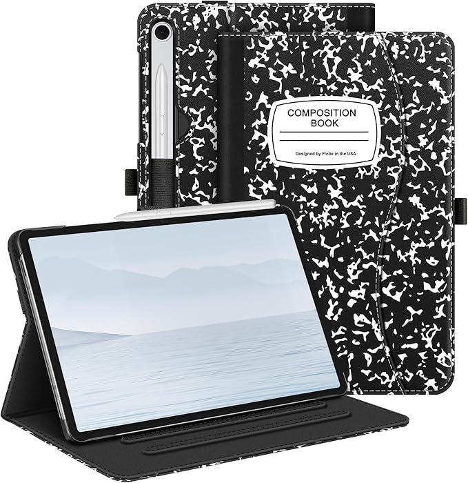 Fintie Case for Samsung Galaxy Tab S10 Lite/ S10 FE/ S9 FE 5G 10.9 Inch/Tab S9 11 Inch with S Pen Holder, Multi-Angle Viewing Protective Cover with Pocket, Auto Sleep/Wake, Composition Book