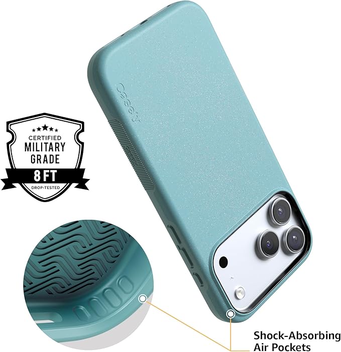 Casely iPhone 17 Pro Case | Aquamarine | Ocean Blue Shimmer | Compatible with MagSafe | Bold Protective Design