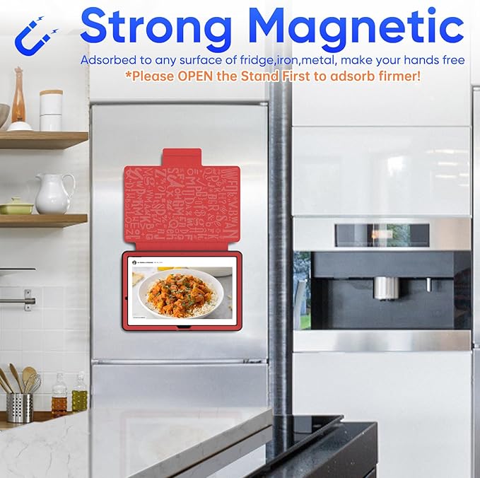 SEYMAC stock Case for Samsung Galaxy Tab A9+ Plus 11'', Auto Sleep/Wake Case with Magnetic Multi-Angles Stand, Card Slot for Galaxy Tab A9+/ A9 Plus 11'' SM-X210/X216/X218, (Red)