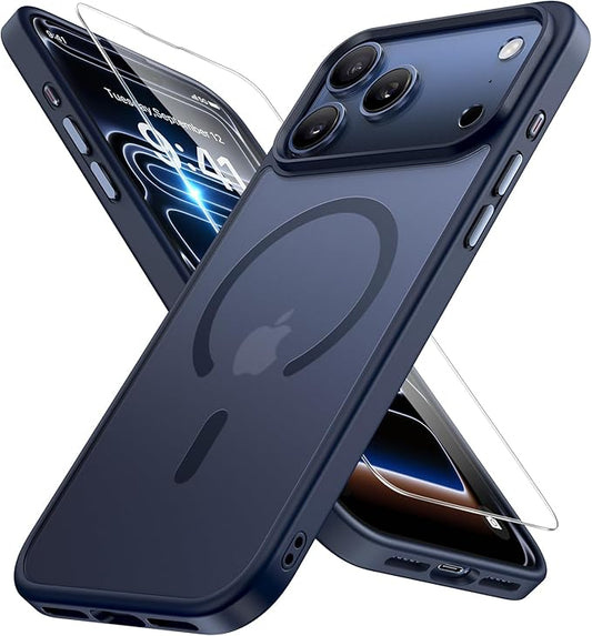 Miracase Magnetic for iPhone 17 Pro Max Case with Screen Protector [Compatible with MagSafe] Slim Thin Phone Case Military-Grade Protected for 17 ProMax Cover Bumper 6.9", Blue