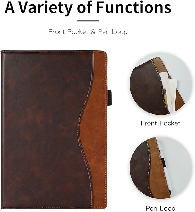 for Lenovo Tab M9 Case 9.0 inch (TB-310FU, 2023 Released) Business PU Leather Multi-Angle Stand Flip Case with Pencil Holder Card Slot for Lenovo Tab M9 9" Android Tablet-Brown