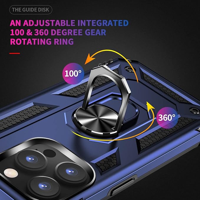 ADDIT Phone Case for iPhone 14 Pro Case,with Kickstand Ring,Adjustable Stand,Military Grade,Heavy Duty Protection,Shockproof,Anti-Fingerprint,Support Magnet Car Mount,Blue