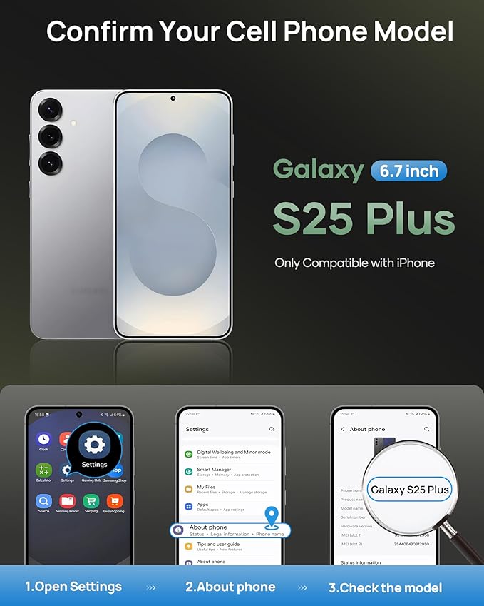 for Samsung Galaxy S25+ Plus Case with Card Holder, Built-in Stand & [2 Pack] Screen Protector & Camera Cover, Rugged Protective Wallet Kickstand Phone Cover Case for S25+ Plus 6.7" 2025, Black