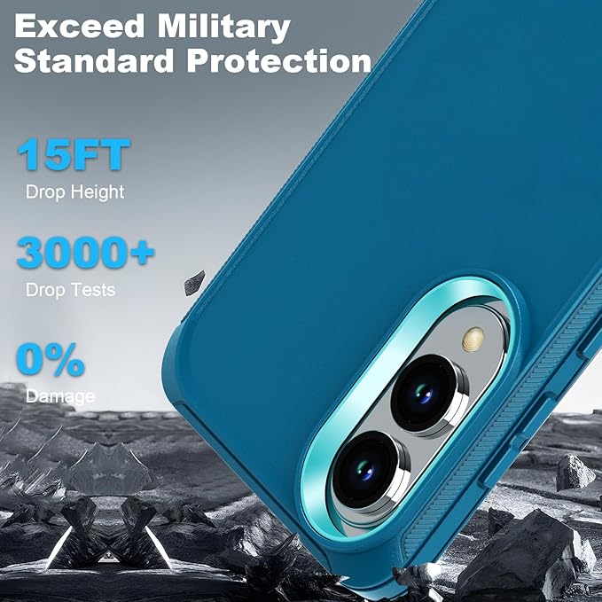 Designed for Samsung Galaxy S25 Edge Case [with Privacy Screen Protector] 3-Layer Full Body Protection Rugged Shockproof Heavy Duty Phone Case Cover, Turquoise