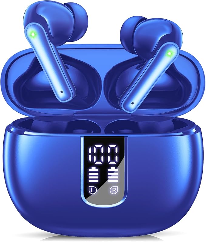 Wireless Ear Buds, Wireless Earbuds, Bluetooth 5.3 Earbuds Headphones with Immersive Surround Sound Stereo, 48 Hours Playtime LED Display IPX7 Waterproof Earphones for Laptop Pad Phones Sports