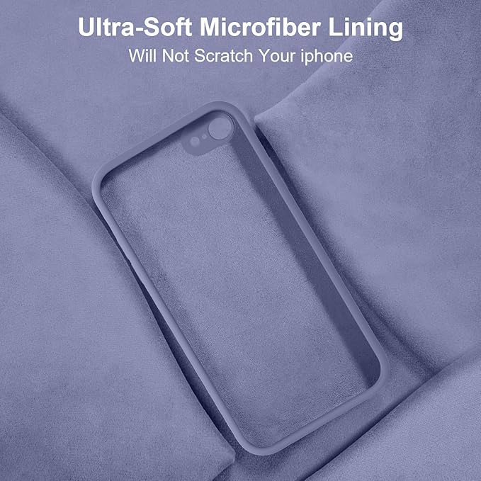 Vooii for iPhone SE Case 2022/3rd/2020,iPhone 8/7 Case, Upgraded Liquid Silicone with [Flat Edges] [Camera Protection] [Soft Anti-Scratch Microfiber Lining] Phone Case for iPhone SE - Lavender Grey