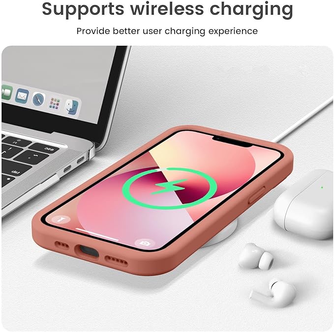 Vooii Compatible with iPhone 13 Case, Liquid Silicone Upgrade [Camera Protection] [Soft Anti-Scratch Microfiber Lining] Shockproof Phone Case for iPhone 13 6.1 inch - Caramel