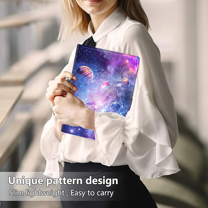 Slim Case for Samsung Galaxy Tab S10 FE / S9 FE 5G 10.9" & Tab S9 11", PU Leather Protective Cover, Multi-Angle Stand, Auto Sleep/Wake, Galaxy Planet