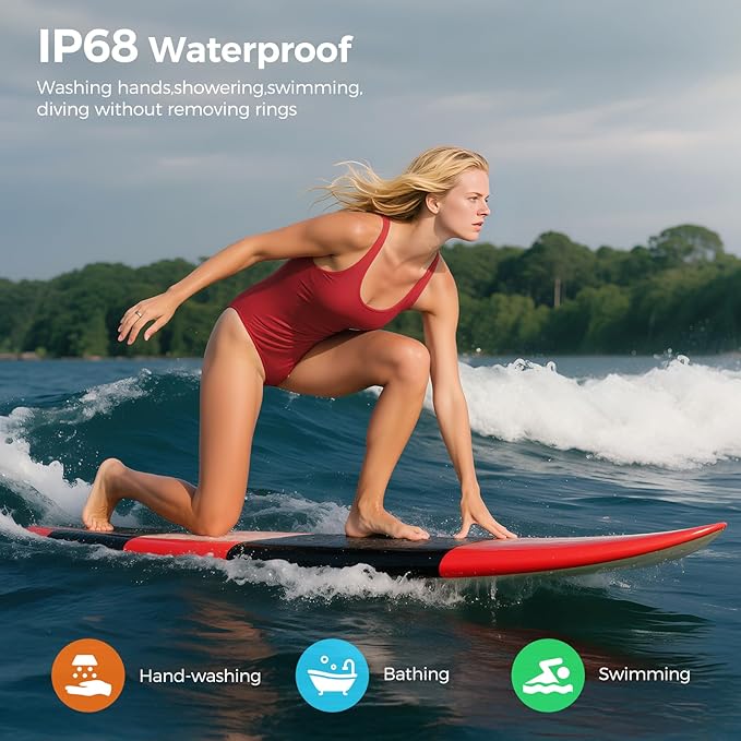 UniJethrou Smart Ring for Women & Men – Health & Fitness Tracker with Heart Rate, Blood Oxygen, Sleep Monitoring, Step Counter, IP68 Waterproof, No App Fees (Silver, 11#)