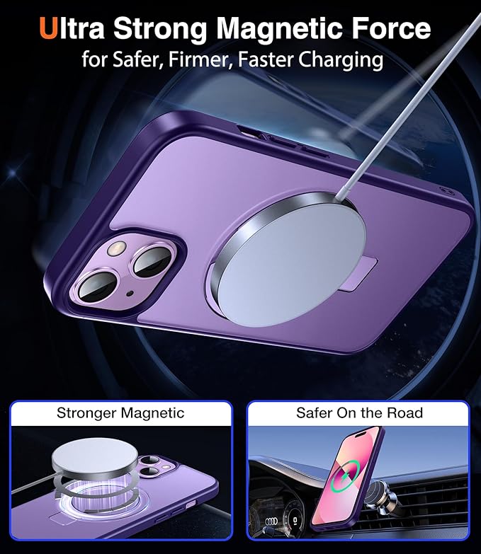 3-in-1 [Magnetic+Kickstand+Ring Holder] for iPhone 13 Case, iPhone 14 Case Compatible with MagSafe, Phone Case iPhone 13/14 with Stand Military Shockproof Protective Magnetic Cover