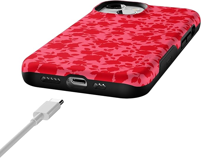 Casely iPhone 14 Case | Rose Garden | Red Floral Aesthetic | Compatible with MagSafe | Bold Protective Design