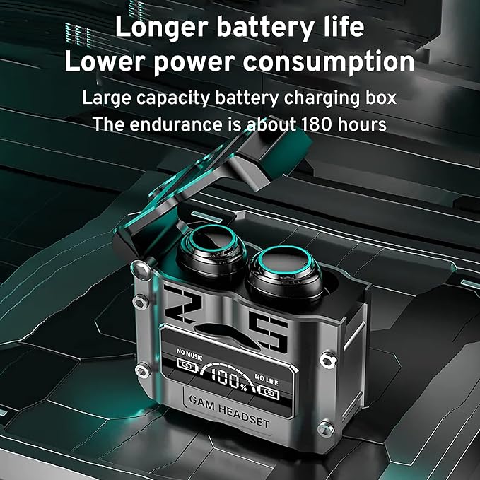 M25 BT5.3 Wireless Sport Earbuds with Environment Noise Cancelling, IPX7 Waterproof, Bluetooth Stereo, 4 Built-in Microphones, Premium Sound and Deep Bass (Silver)