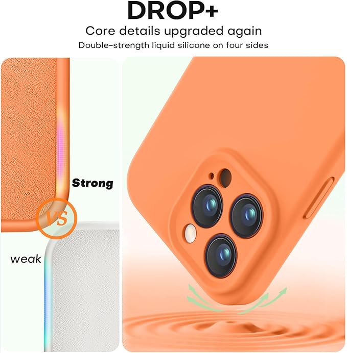 Vooii Compatible with iPhone 16 Pro Case, Liquid Silicone Upgrade [Camera Protection] [Soft Anti-Scratch Microfiber Lining] Shockproof Phone Case for iPhone 16 Pro 6.3 inch - Bright Orange