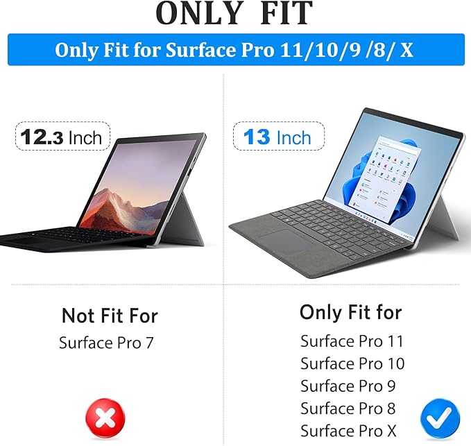 CoBak Case for Surface Pro 2024 Copliot PC 11th Edition - for Microsoft 13 Inch Tablet, Fits Keyboard and Kickstand with Multiple Angle