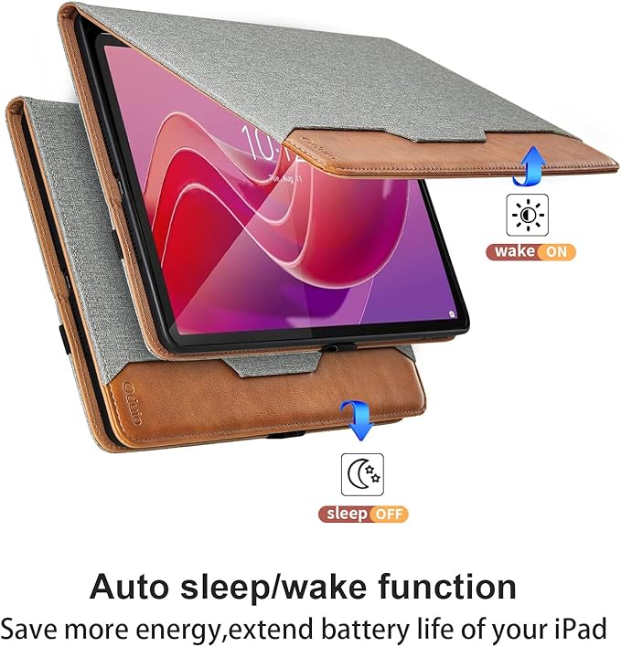 Case for Lenovo Tab M11 (TB-330FU/TB-331FC)/Tab K11 LTE 11 Inch 2024 - PU Leather Business Folio Case with Hand Strap and Pocket, Auto Wake/Sleep Smart Tablet Cover, Gray