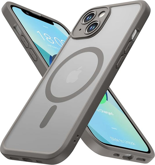 ImpactStrong Magnetic Guard Designed for iPhone 13 Case [Camera Protection] [Military Grade Drop Tested] [Compatible with MagSafe] Slim Translucent Matte Phone Case (6.1") - Gray