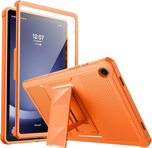 MoKo Case Fit Galaxy Tab A9 Plus 11-Inch 2023 (SM-X210/X216/X218), Shockproof Full Body Rugged Stand Back Cover Built-in Screen Protector Fit Galaxy Tab A9+ 11" 2023, Orange