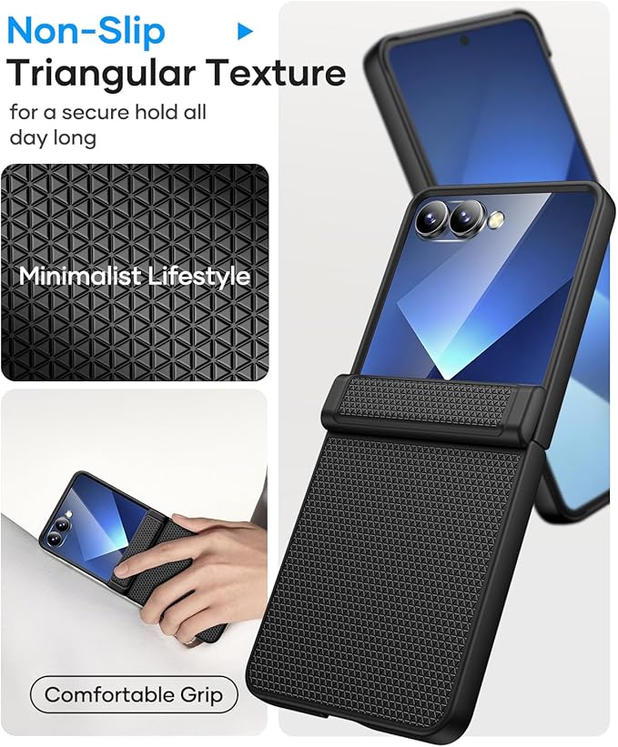 Vihibii for Samsung Galaxy Z Flip 7 Case, [Compatible with MagSafe], Outer Screen Protector & Rugged Hinge Protection & Non-Slip Texture, Shockproof Phone Case for Samsung Galaxy Z Flip 7 2025, Black